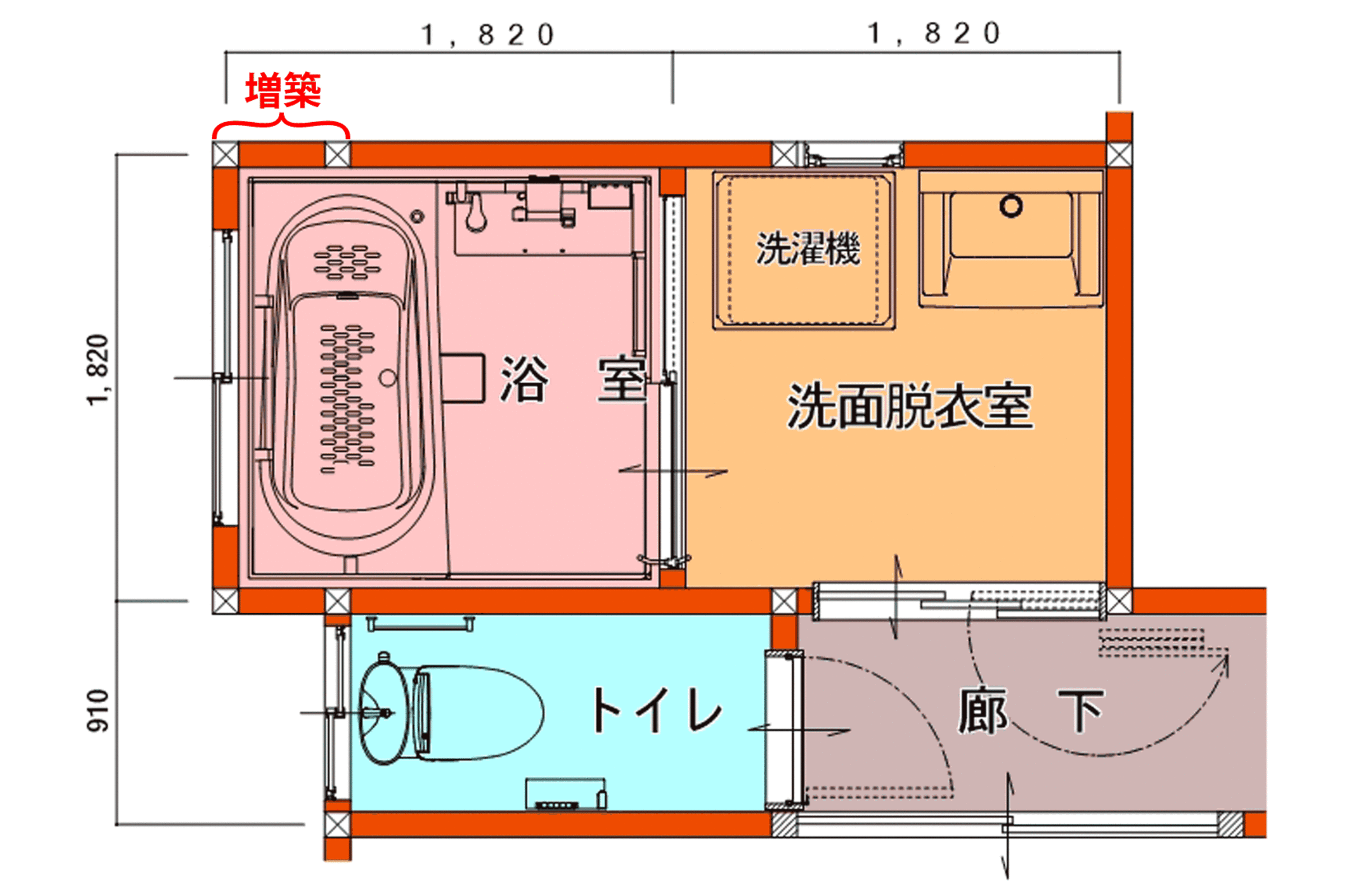 浴室 洗面 トイレあったかリフォーム ミスタービルド 福島 施工事例 浴室 洗面所